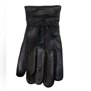 Men’s Genuine Leather Gloves Wool Lined Soft Sheepskin Black Manecilla Size L